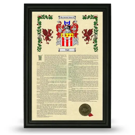 Tuel Armorial History Framed - Black