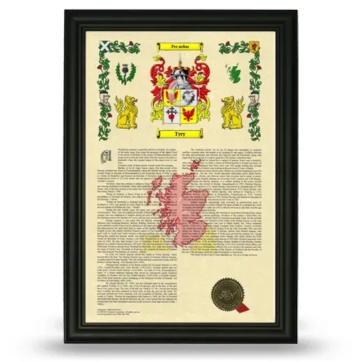 Tyry Armorial History Framed - Black