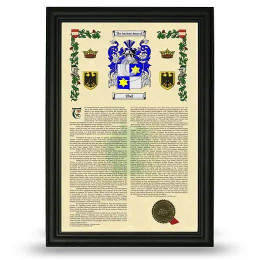 Ubel Armorial History Framed - Black