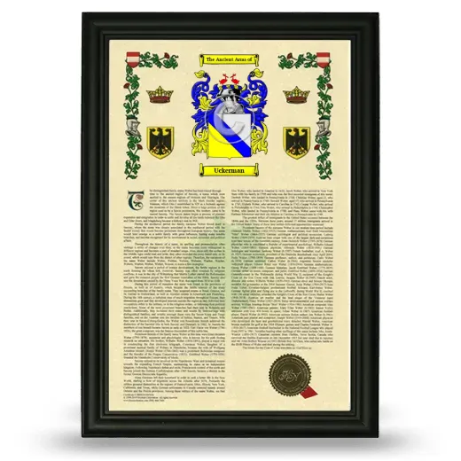 Uckerman Armorial History Framed - Black