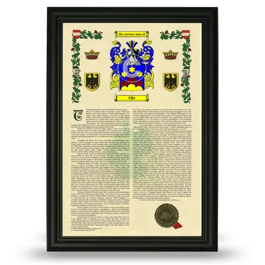 Ulle Armorial History Framed - Black