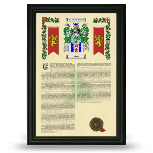 Undy Armorial History Framed - Black