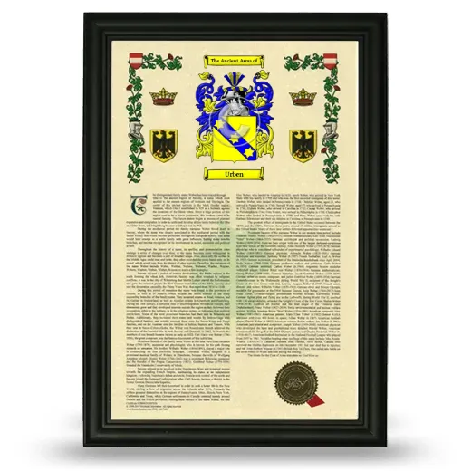 Urben Armorial History Framed - Black