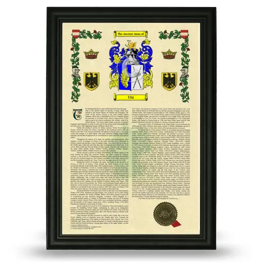 Utz Armorial History Framed - Black