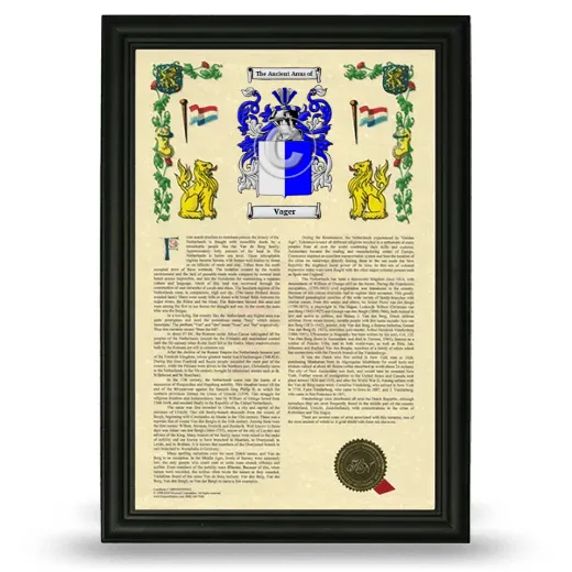 Vager Armorial History Framed - Black