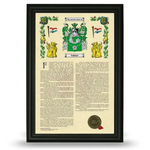 Valence Armorial History Framed - Black