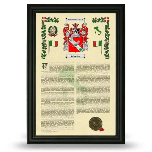 Valentina Armorial History Framed - Black