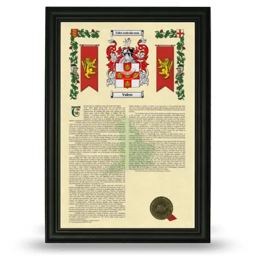 Valers Armorial History Framed - Black