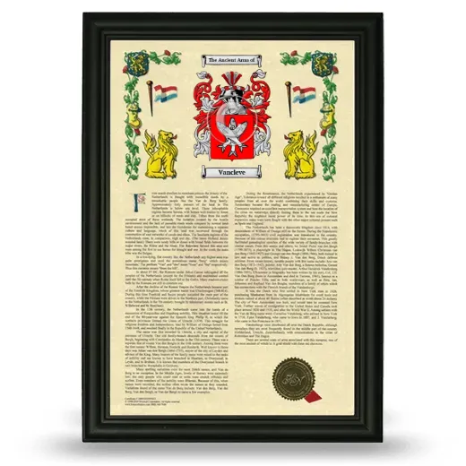 Vancleve Armorial History Framed - Black