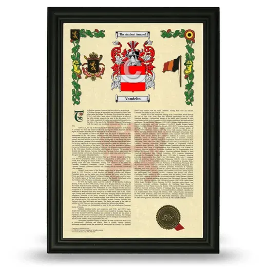 Vandelin Armorial History Framed - Black