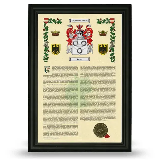 Vater Armorial History Framed - Black