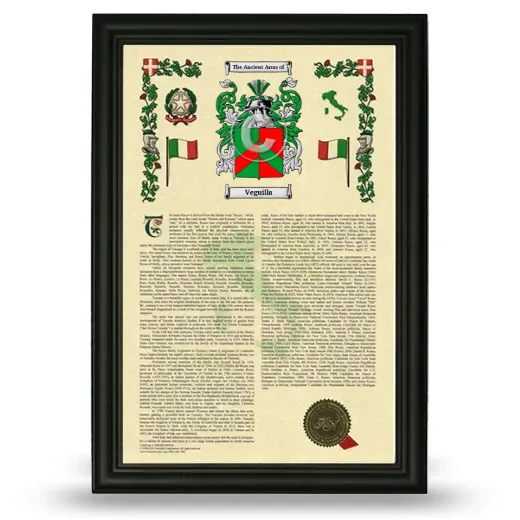 Veguilla Armorial History Framed - Black