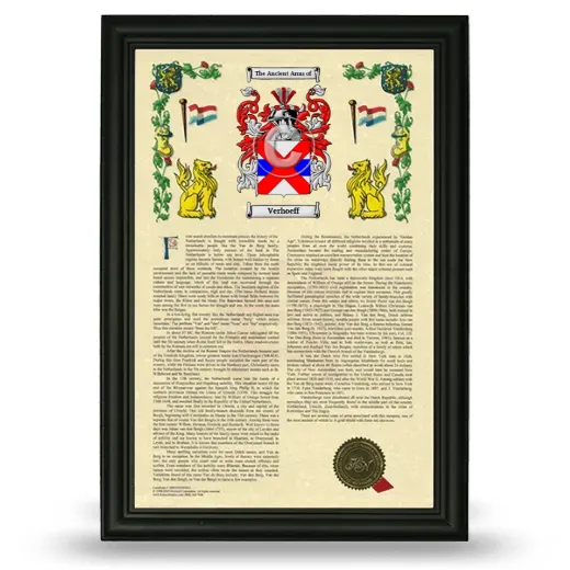 Verhoeff Armorial History Framed - Black
