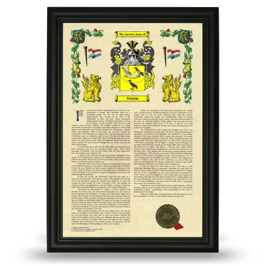 Verren Armorial History Framed - Black