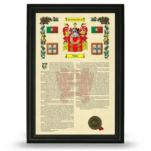 Vieira Armorial History Framed - Black