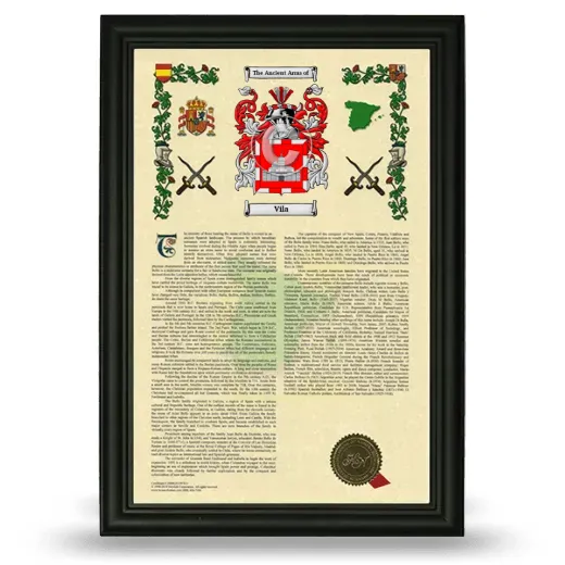 Vila Armorial History Framed - Black