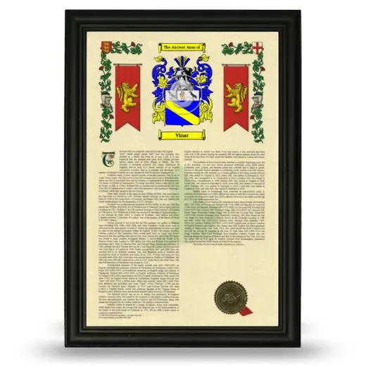 Vinar Armorial History Framed - Black