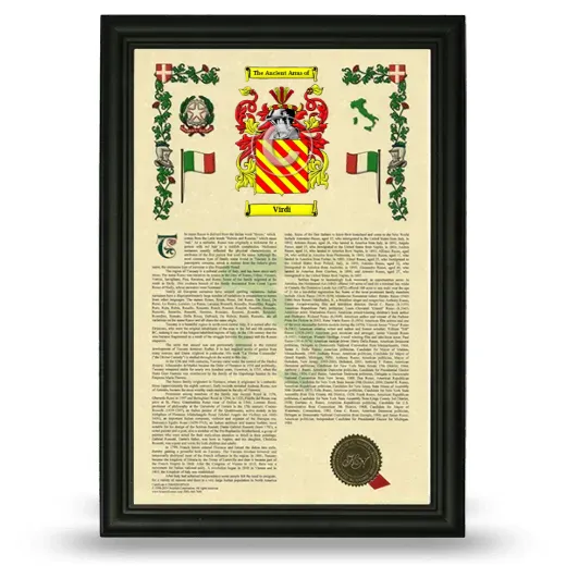 Virdi Armorial History Framed - Black