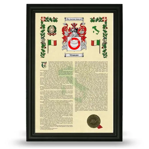 Vitamore Armorial History Framed - Black