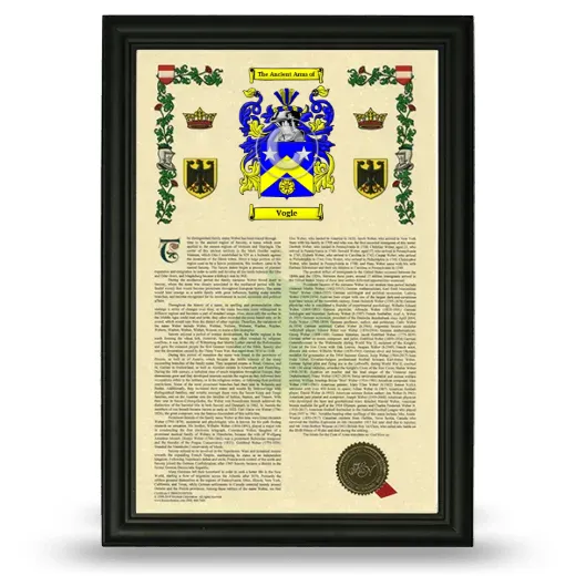 Vogle Armorial History Framed - Black