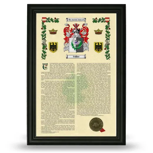 Volker Armorial History Framed - Black