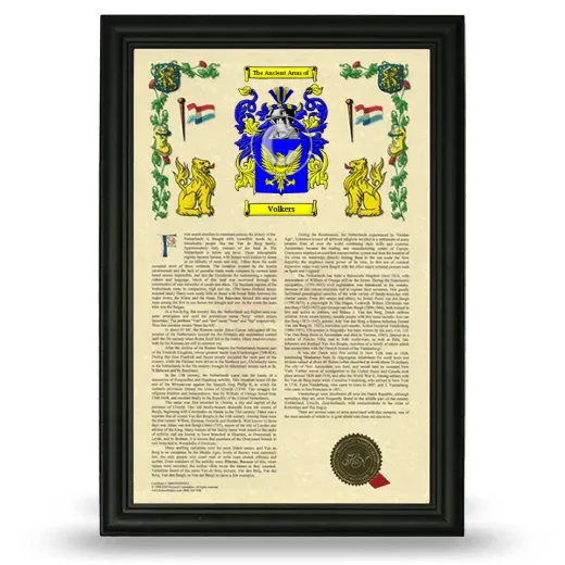 Volkers Armorial History Framed - Black