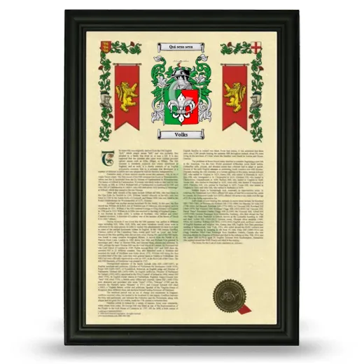 Volks Armorial History Framed - Black