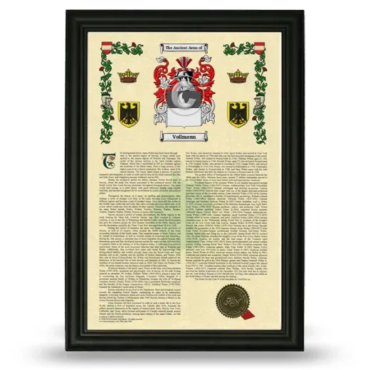 Vollmann Armorial History Framed - Black