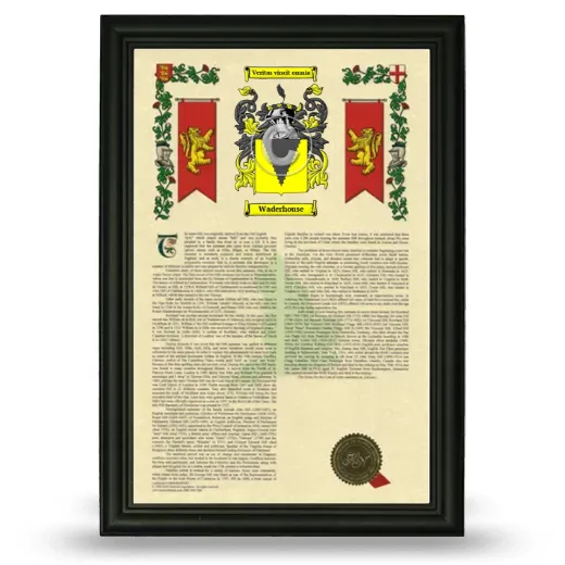Waderhouse Armorial History Framed - Black