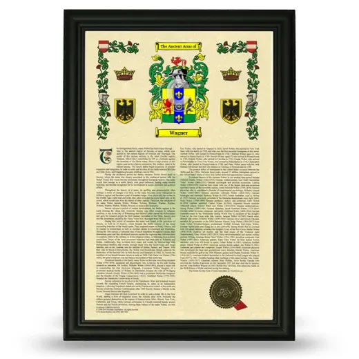 Wagner Armorial History Framed - Black