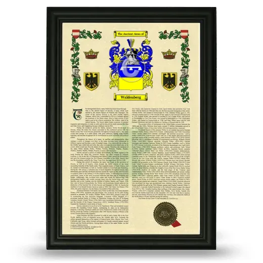 Waldenberg Armorial History Framed - Black