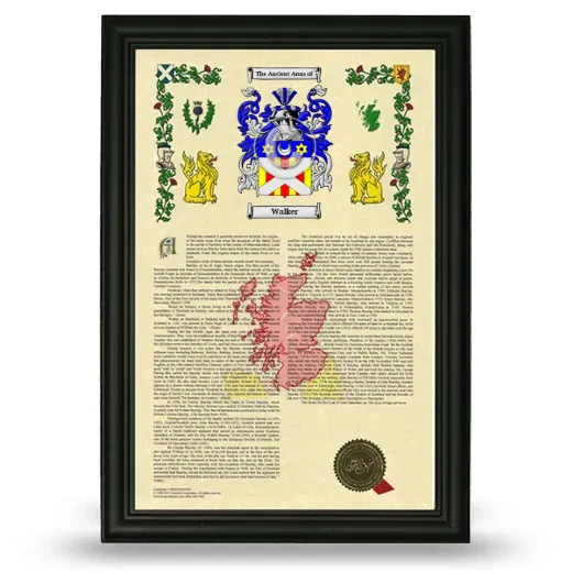 Walker Armorial History Framed - Black