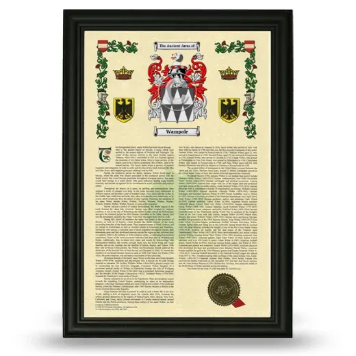 Wampole Armorial History Framed - Black