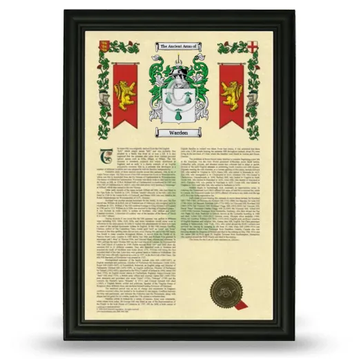 Wardon Armorial History Framed - Black
