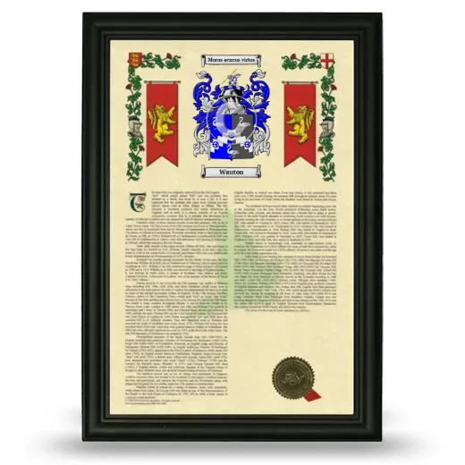 Wauton Armorial History Framed - Black