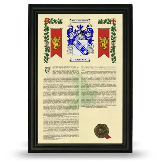 Waymouth Armorial History Framed - Black