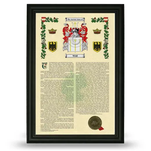 Weid Armorial History Framed - Black