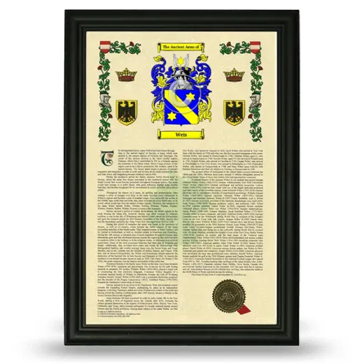 Weis Armorial History Framed - Black