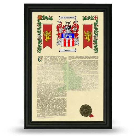 Wenam Armorial History Framed - Black