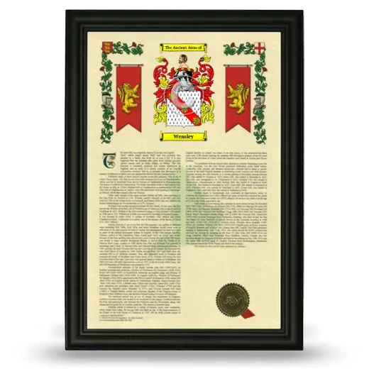 Wensley Armorial History Framed - Black