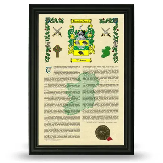 Whinney Armorial History Framed - Black