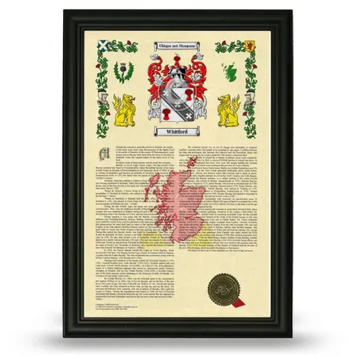 Whitford Armorial History Framed - Black