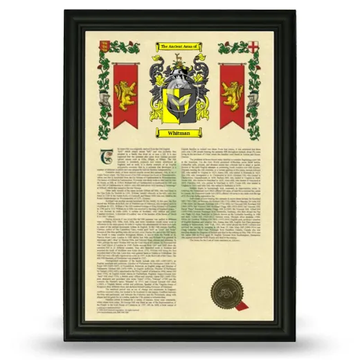Whitman Armorial History Framed - Black