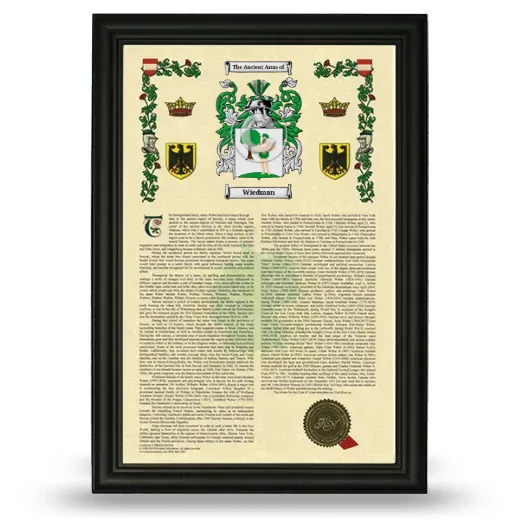 Wiedman Armorial History Framed - Black