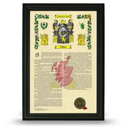 Wilison Armorial History Framed - Black