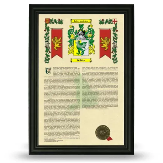 Wilkins Armorial History Framed - Black