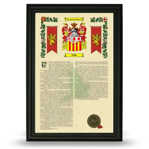 Wilks Armorial History Framed - Black