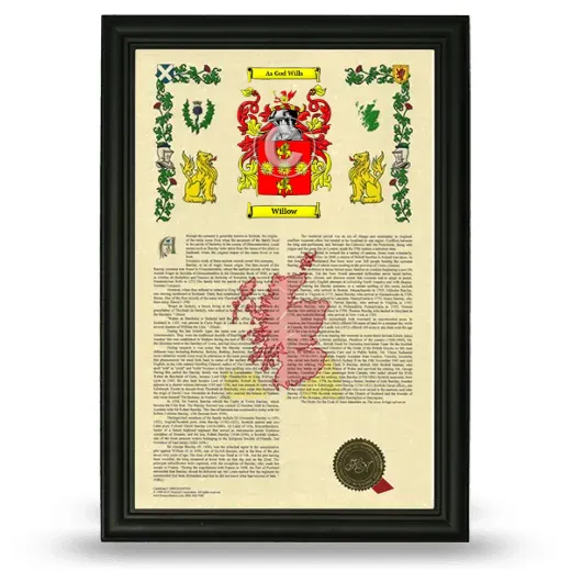 Willow Armorial History Framed - Black