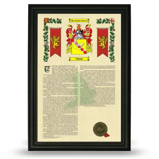Winslo Armorial History Framed - Black