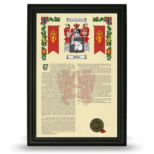 Winter Armorial History Framed - Black